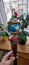 Wooden Walking Staff for Santa Claus wood carved with Reindeer Rudolph and baby Jesus