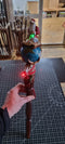 Wooden Walking Staff for Santa Claus wood carved with Reindeer Rudolph and baby Jesus