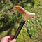 Light Wood Cane Walking Stick with American Bald Eagle - Crafted Handpainted handle, Decorated Bronze collar, Patriotic Style for man woman