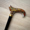 Celtic Raven Walking Stick – Hand Painted Wooden Cane, Brass decor, Derby Handle – 36"