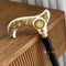 Celtic Walking Stick – White Hand Painted Wooden Cane. Life Tree, Brass decor, Classic Handle – 36"