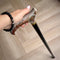 Celtic Raven Walking Stick – Hand Painted Wooden Cane, Brass decor, Derby Handle – 36"