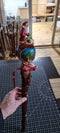 Wooden Walking Staff for Santa Claus wood carved with Reindeer Rudolph and baby Jesus