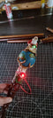 Wooden Walking Staff for Santa Claus wood carved with Reindeer Rudolph and baby Jesus