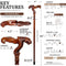 T-Rex Dinosaur Head - Ergonomic Handle Walking Stick Cane Wooden