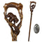 Grizzly Bear &Salmon Cane Dark Wooden walking stick - GC-Artis Walking Sticks Canes