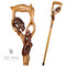 Grizzly Bear & GAZELLE Wood Carved Walking Stick Cane Light