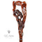 Grizzly Bear & Salmon Cane Dark Wooden walking stick