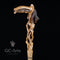 Awakening bear hand carved walking cane stick light