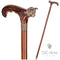 Wild Cat Gentleman Wooden Cane Walking Stick Bronze