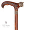 Wild Cat Gentleman Wooden Cane Walking Stick Bronze