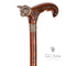 Wild Cat Gentleman Wooden Cane Walking Stick Bronze