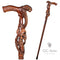 COBRA Snake with SKULL Cane Walking Stick Dark Wooden