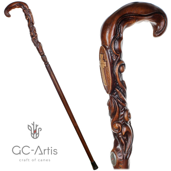 Christian Cross Wooden Walking Stick Cane pilgrim