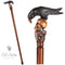 BLACK CROW & SKULL Wooden Walking Stick  Goth Style