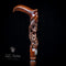 Grape & Vines Richly Engraved Wooden Walking Stick Cane