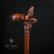 Wooden Cane Walking Stick Howling Wolf