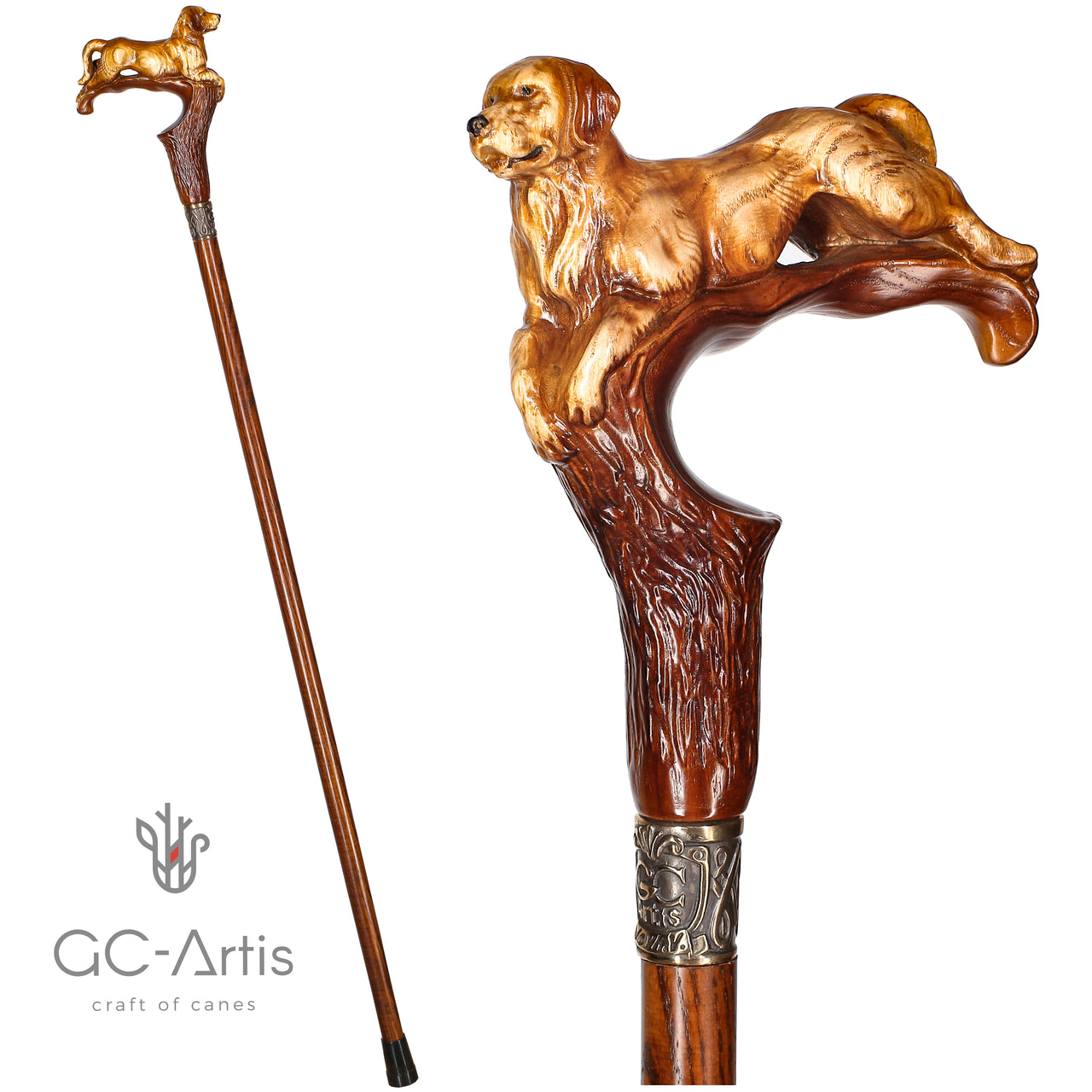 Golden Retriever Labrador Dog Wooden Walking Cane