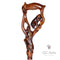 Wooden Cane Walking stick LION & IMPALA Dark