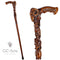 Wooden walking cane stick Ram Skull & Owl bird
