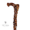 Wooden walking cane stick Ram Skull & Owl bird