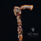 Wooden walking cane stick Ram Skull & Owl bird