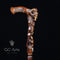 Wooden walking cane stick Ram Skull & Owl bird
