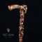Wooden walking cane stick Ram Skull & Owl bird