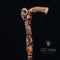 Wooden walking cane stick Ram Skull & Owl bird