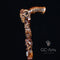 Wooden walking cane stick Ram Skull & Owl bird