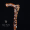 Wooden walking cane stick Ram Skull & Owl bird