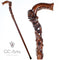 Rose Flower Dark Wooden Cane Walking Stick for women