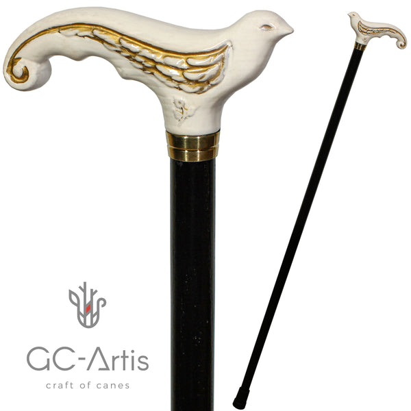 Walking stick cane White Swallow Bird - GC-Artis Walking Sticks Canes