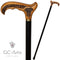 Wooden Cane Walking Stick with Celtic Ornement - GC-Artis Walking Sticks Canes