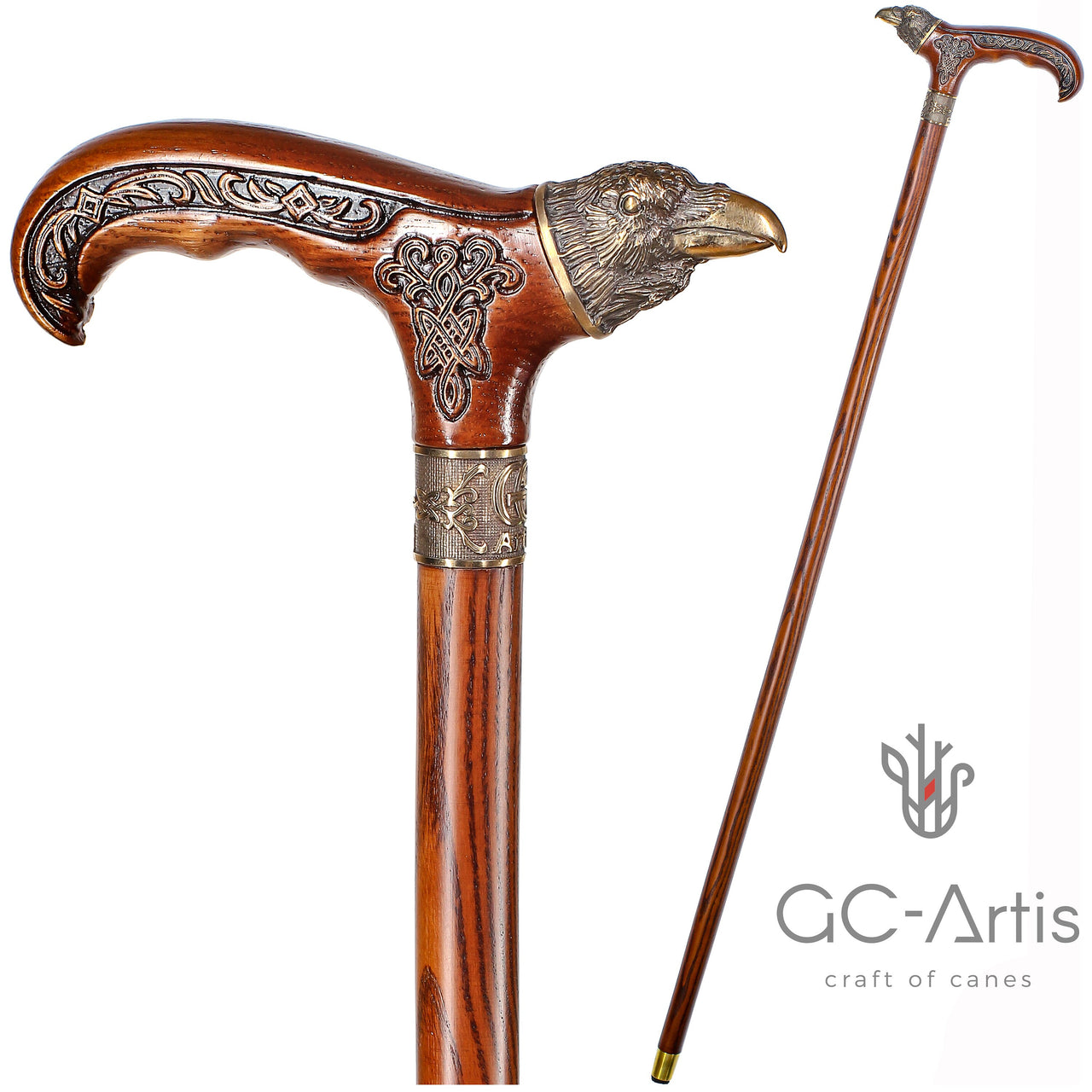 Raven Walking Cane wood & bronze