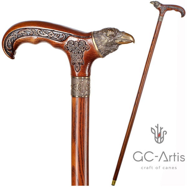 Raven Walking Cane wood & bronze 