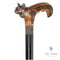 Kitty Bronze & Wood Walking Cane Stick