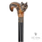 Kitty Bronze & Wood Walking Cane Stick