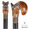 Kitty Bronze & Wood Walking Cane Stick