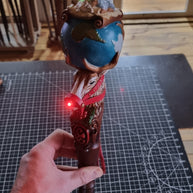 Wooden Walking Staff for Santa Claus wood carved with Reindeer Rudolph and baby Jesus