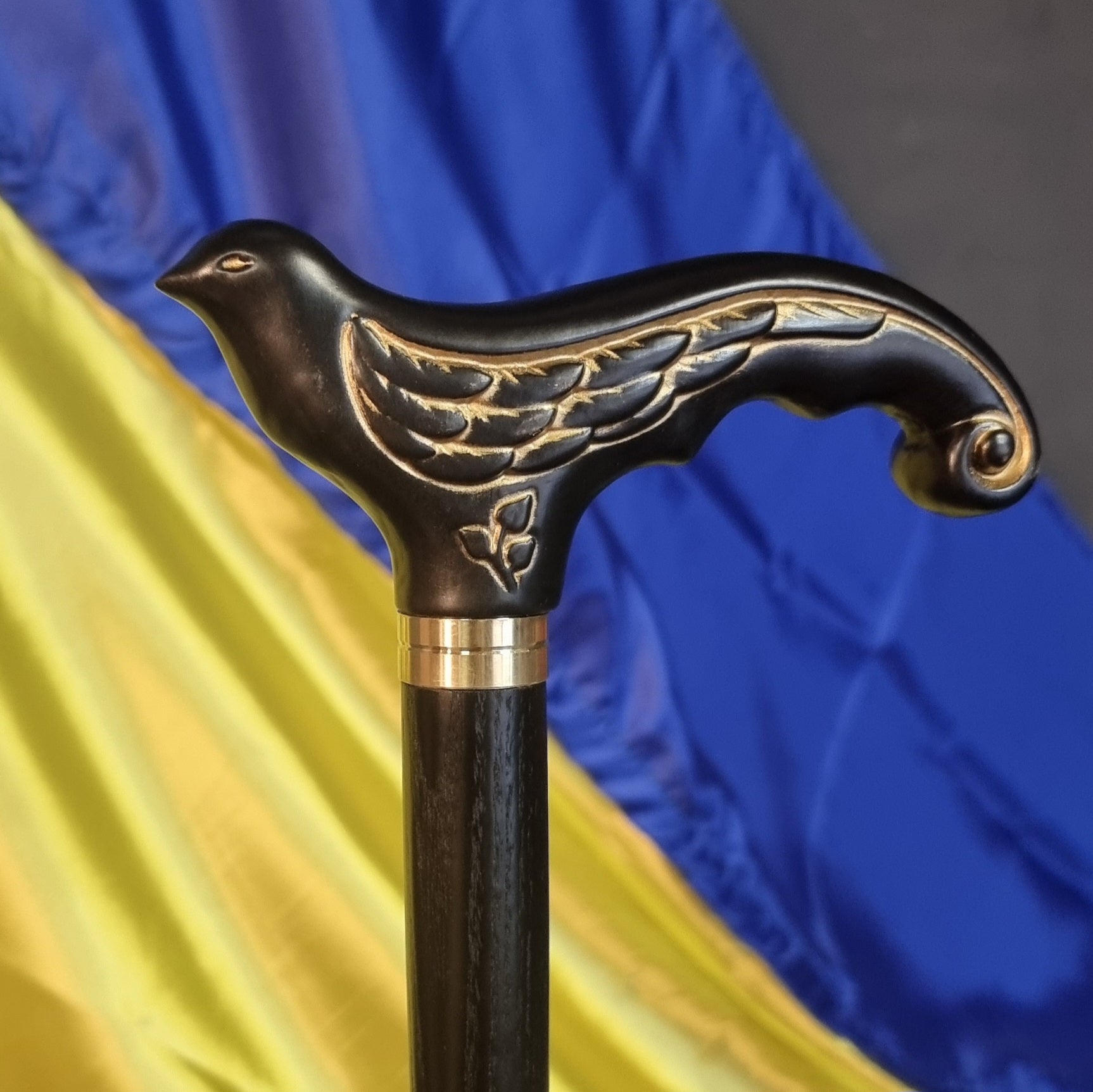 Swallow Bird Elegant Black Wooden Walking stick Cane