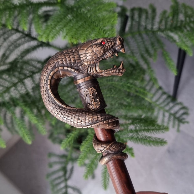 Collectible Dragon Snake Bronze Walking Stick Cane Brass Casted Artisan