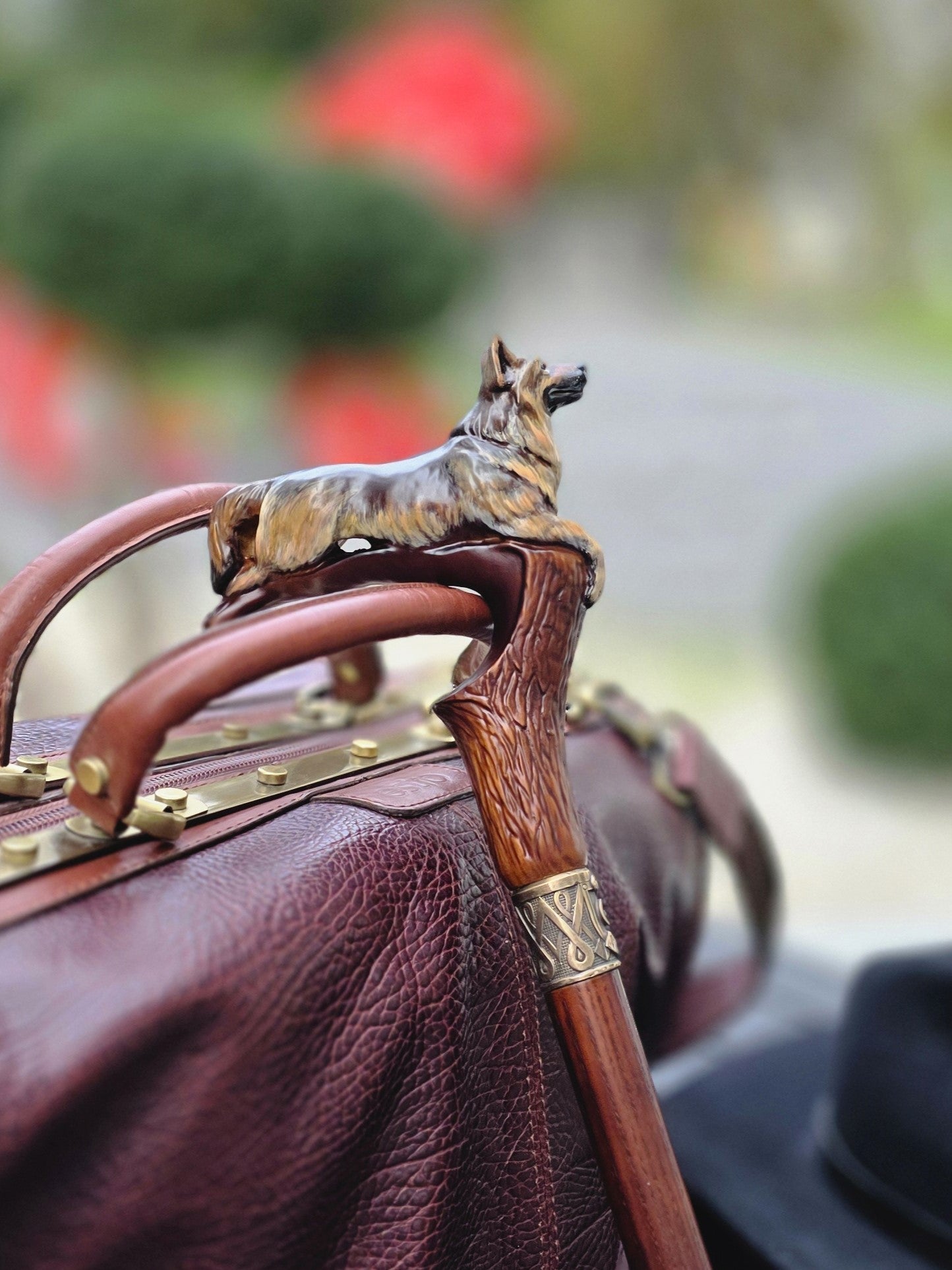 Hand-painted Wooden Walking Stick Cane German Shepherd Dog