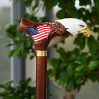 Canne de marche en bois avec aigle chauve - Patriotes américains, Cadeau pour vétéran
