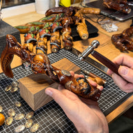 Adam & Eve Walking cane Paradise Apple & Snake Bible plot, Christian