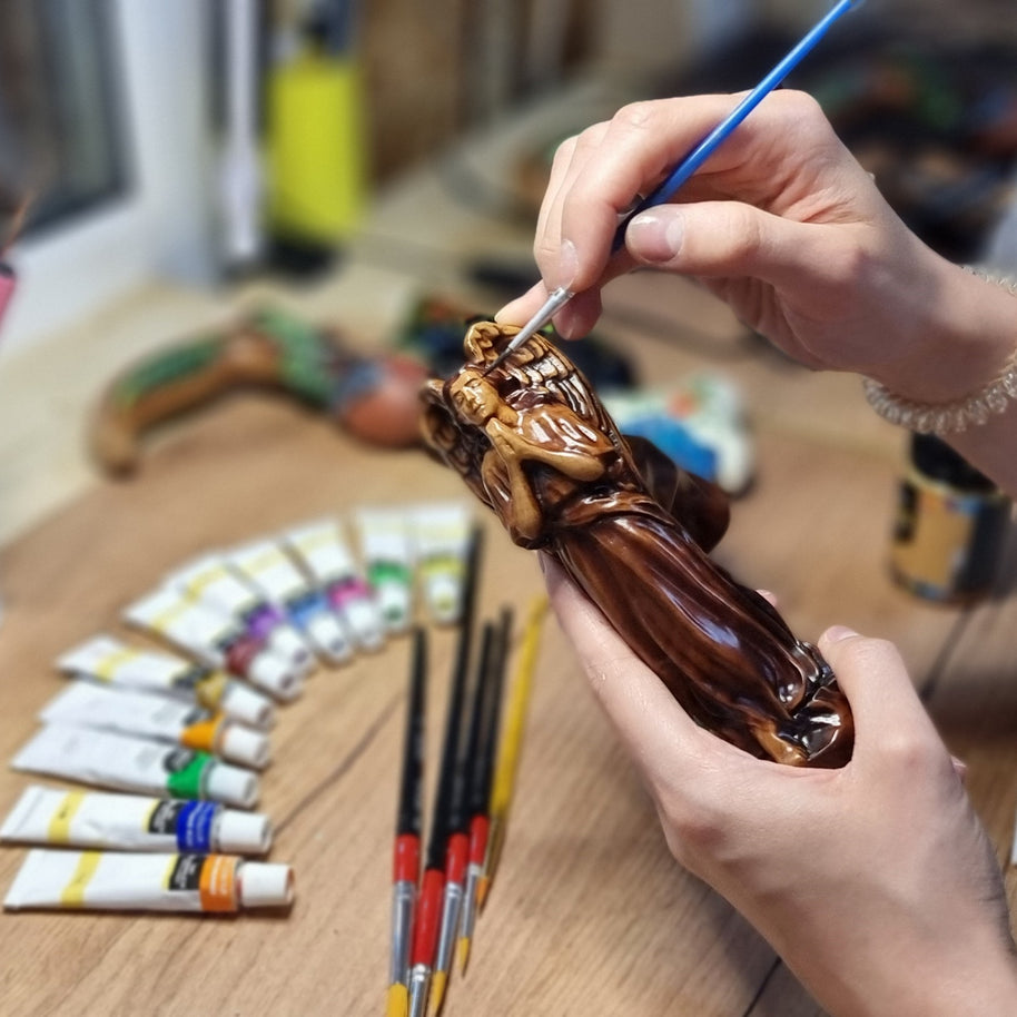 Canne de marche en bois pour femme Ange en prière