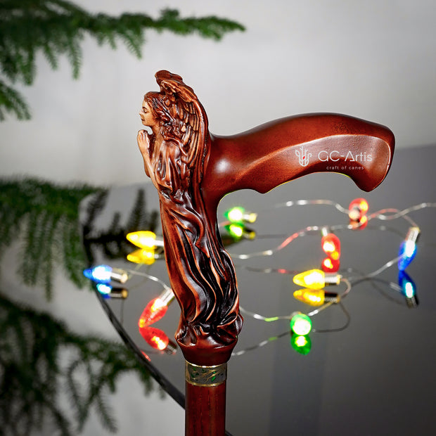 Praying Angel Ladies Wooden Walking Stick Cane