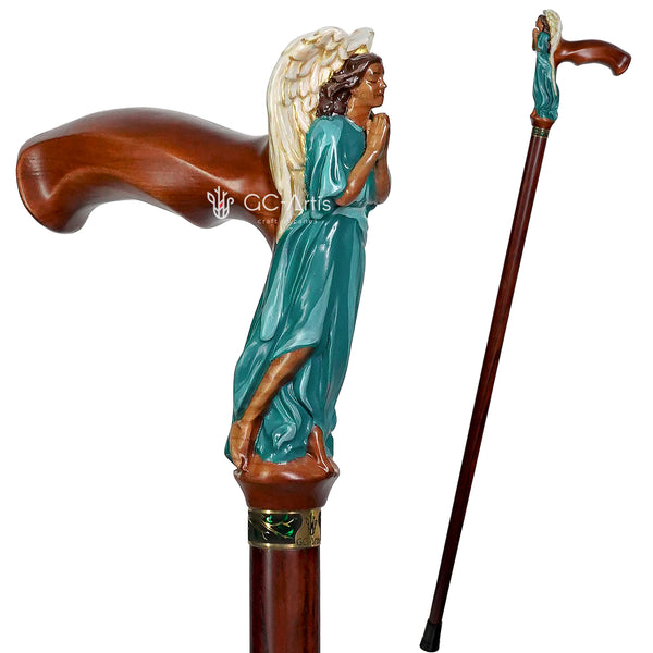 Winged Angel Wooden Walking Stick Cane light for ladies