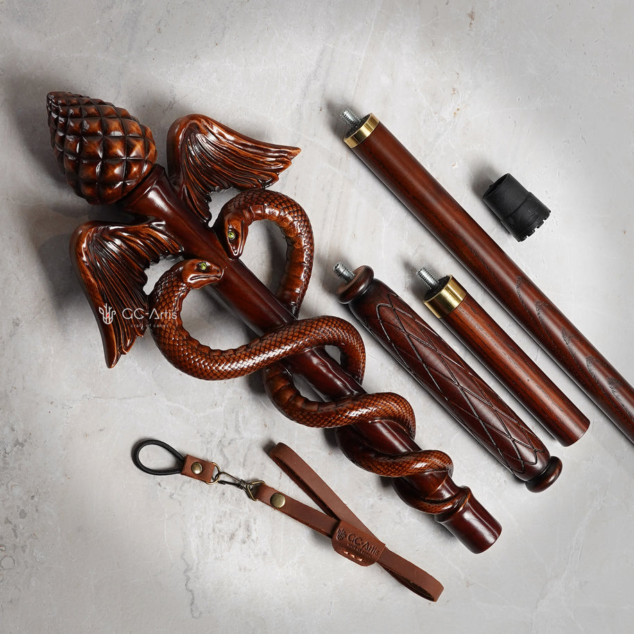Caduceus two snakes Staff