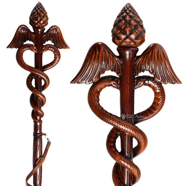 Caduceus two snakes Staff